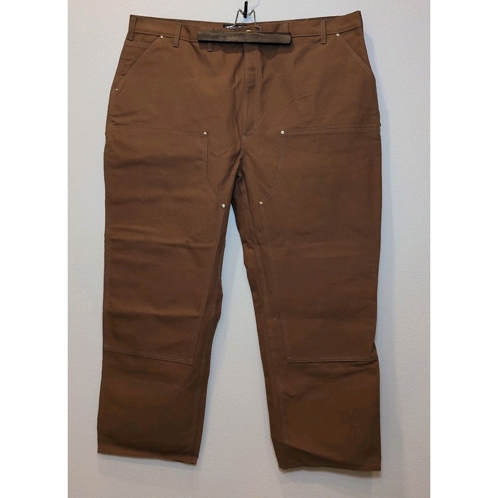 Carhartt Mens 50x32 Loose Fit Firm Duck Double-Front Brown Utility Work Pants